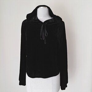 Zara Trafaluc Women's Cropped Hoodie Sweatshirt Black Long Sleeve Size Small